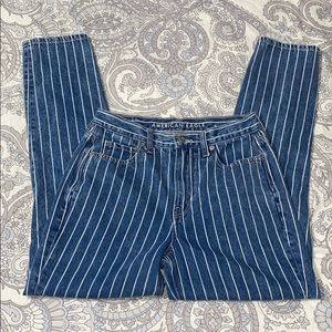 American Eagle Striped High Waisted Mom Jean